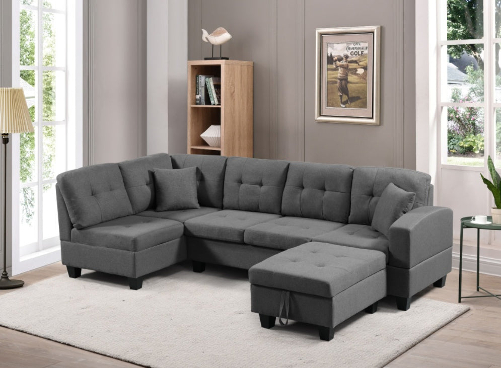 Left Fabric Sofa With Ottoman CoolZStuffs