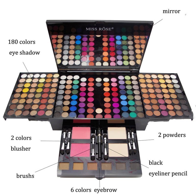 180 Colors Eyes Shadow Blush Set Personalized Piano-shaped Makeup Palette Box Dress Me Up