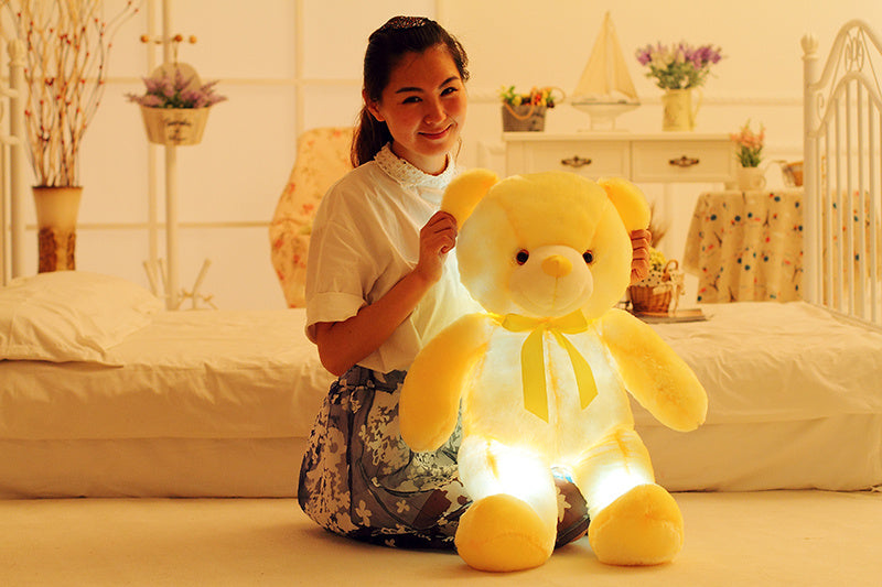 Creative Light Up LED Teddy Bear Stuffed Animals Plush Toy Colorful Glowing Christmas Gift For Kids Pillow Dress Me Up