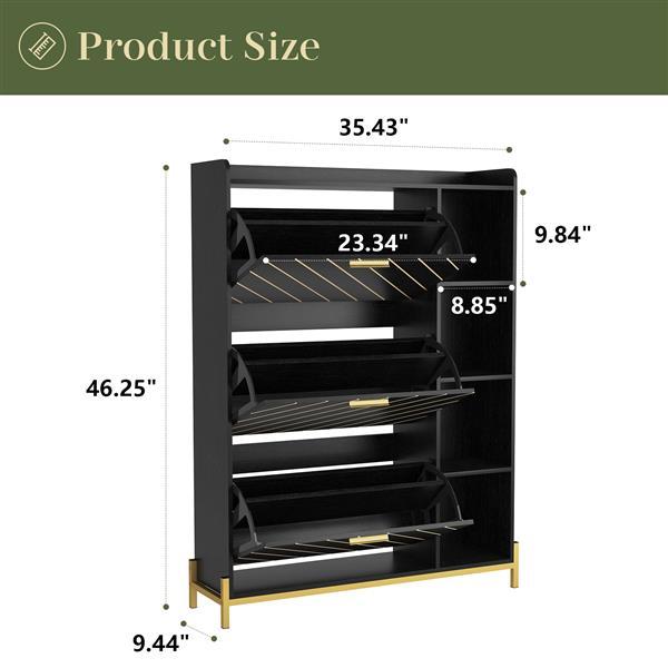 Shoe Cabinet With 3 Clamshell Drawers And Open Shelves CoolZStuffs