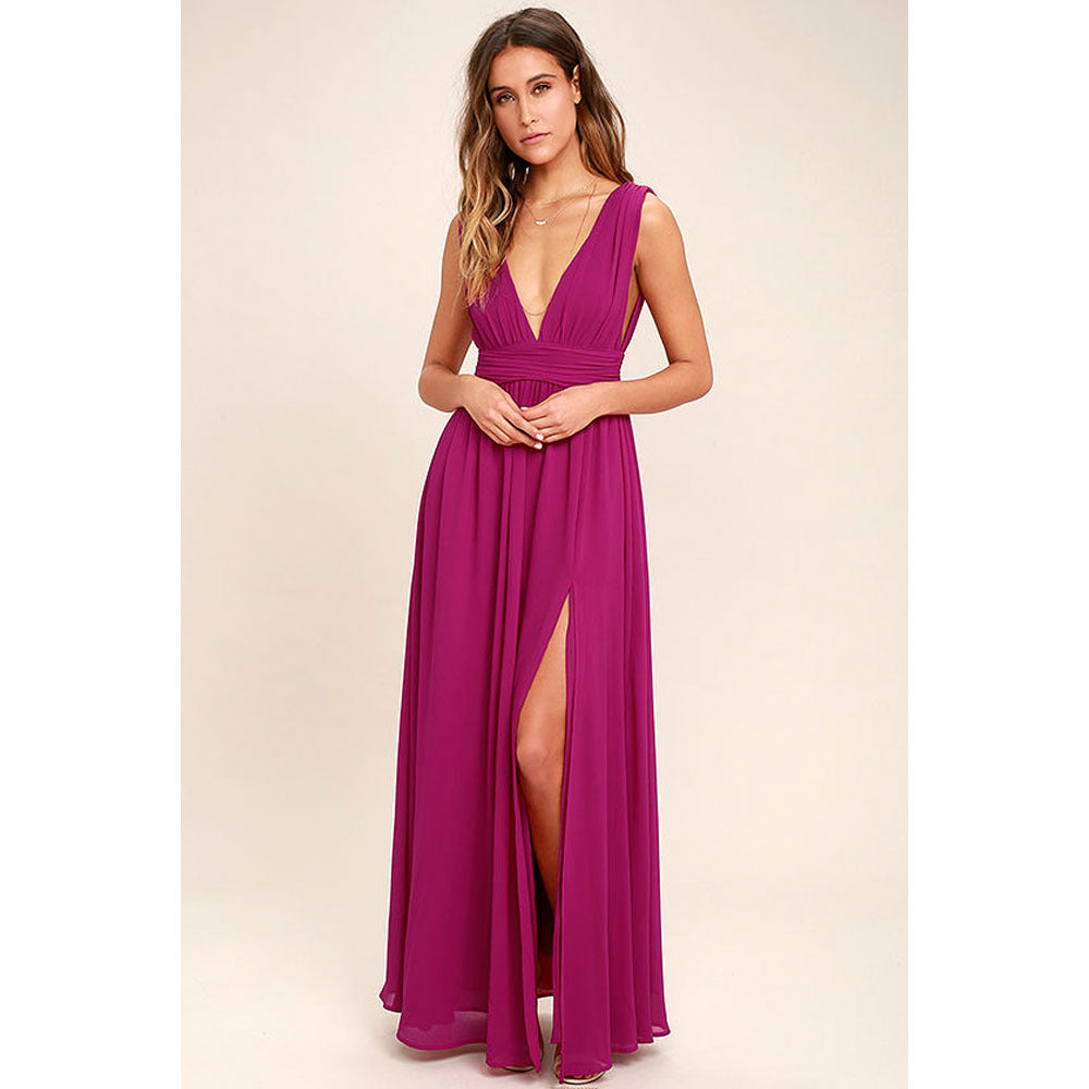 Women's Fashion Deep V Sleeveless Long Dress Dress Me Up