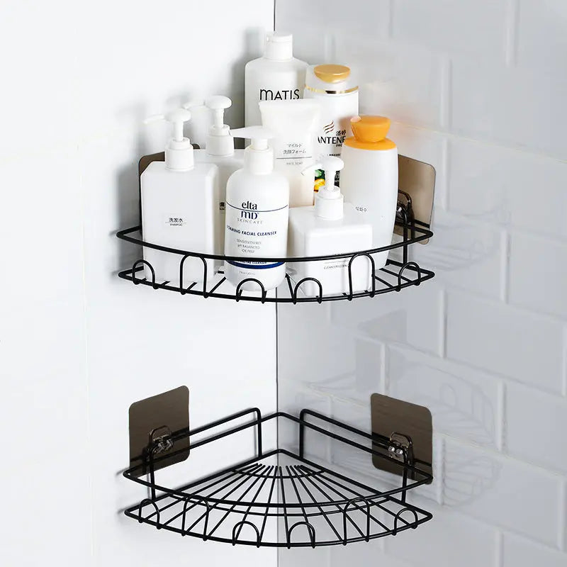 Pengtu Wholesale Bathroom Wall Hanging Corner Storage Rack Household Vanity Racks Stall Plastic Bathroom Wall Dress Me Up