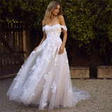 Lace Wedding Dresses Off The Shoulder Appliques A-Line Bride Dress Princess Wedding Gown Bridal Dress Dress Me Up