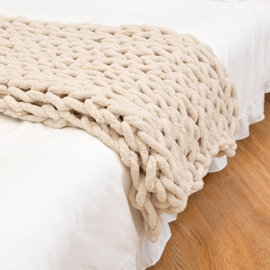 Handmade Coarse Yarn Knitted Chenille Rod Knitted Yarn Sofa Cover Blanket Dress Me Up