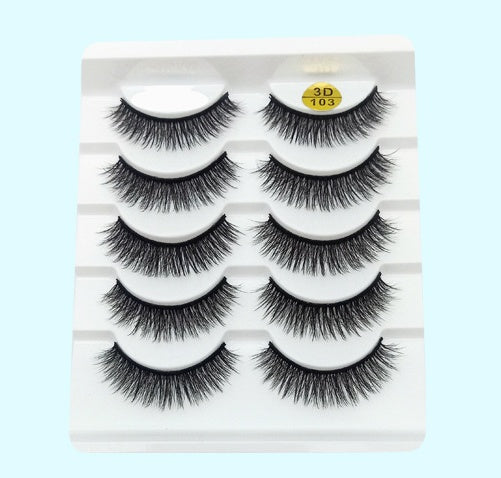 Mink False Eyelashes 3D False Eyelashes Five Pairs Of Soft Cotton Stalk Eyelashes Dress Me Up