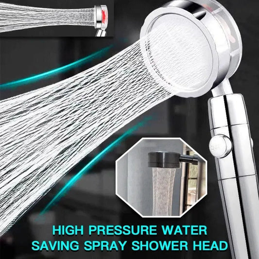 Propeller Driven Shower Head With Stop Button And Cotton Filter Turbocharged High Pressure Handheld Shower Nozzle Dress Me Up