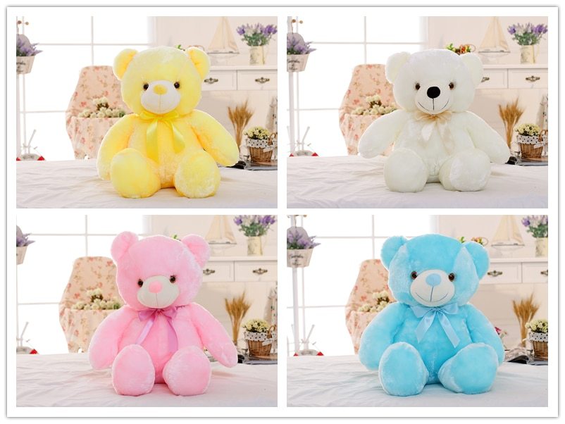 Creative Light Up LED Teddy Bear Stuffed Animals Plush Toy Colorful Glowing Christmas Gift For Kids Pillow Dress Me Up