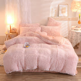 Luxury Thick Fleece Duvet Cover Queen King Winter Warm Bed Quilt Cover Pillowcase Fluffy Plush Shaggy Bedclothes Bedding Set Winter Body Keep Warm Dress Me Up