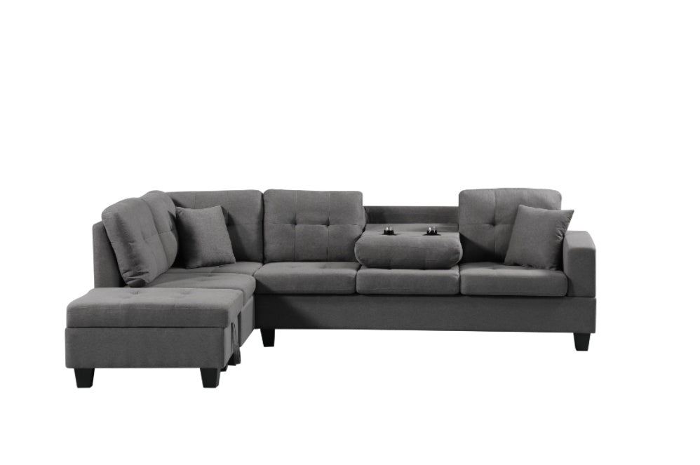 Left Fabric Sofa With Ottoman CoolZStuffs