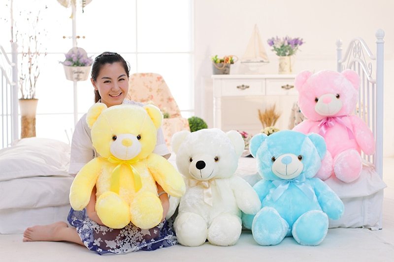 Creative Light Up LED Teddy Bear Stuffed Animals Plush Toy Colorful Glowing Christmas Gift For Kids Pillow Dress Me Up