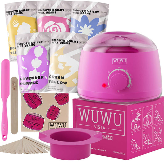 Waxing Kit WUWUVISTA Hair Removal Wax Kit Wax Melt Warmer Waxing Beads For Face, Brazilian, Full Body, Bikini 19 Items Dress Me Up