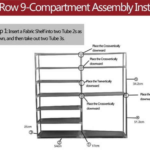 Double Row 9-grid Non-woven Shoe Cabinet CoolZStuffs