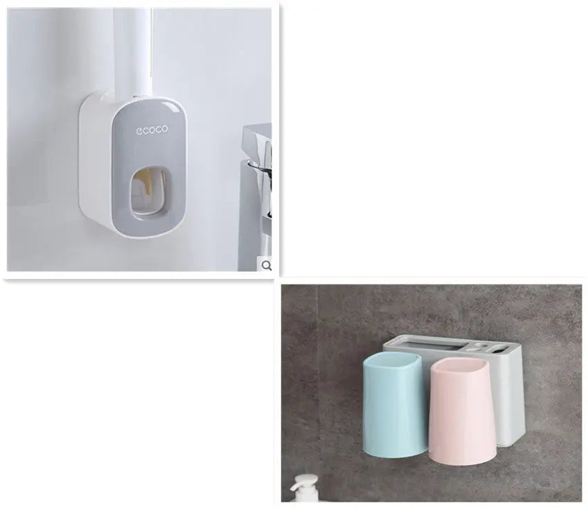 Wall Mounted Automatic Toothpaste Holder Bathroom Accessories Set Dispenser Dress Me Up