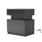 NEW LED Nightstand Modern Black Nightstand With Led Lights Wood Led Bedside Table Nightstand With 2 High Gloss Drawers For Bedroom CoolZStuffs