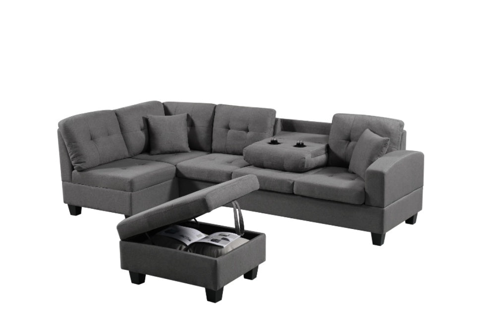 Left Fabric Sofa With Ottoman CoolZStuffs