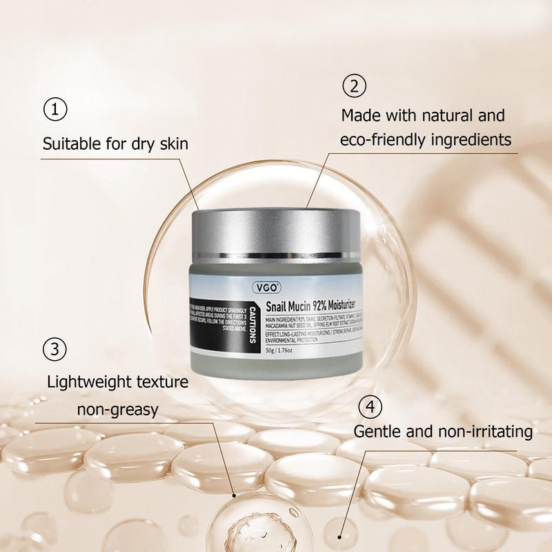 【VGO Snail Mucin 92% Moisturizer and Vitamin C Facial Serum Essence30Ml /60Ml】Reduces Facial Fine Lines Hydration and Nourishment for Radiant Skin Hydrating Skin Care Set Moisturizing Cream Gentle Hyaluronic Comfort Resh Cream Philosophy Easily Absorbed