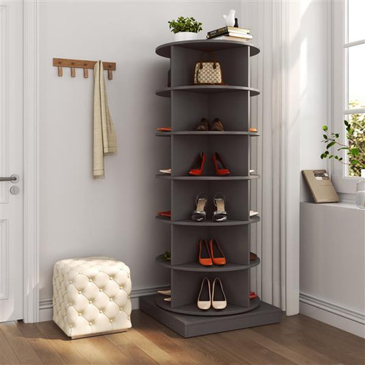 Grey 360 Rotating Shoe Cabinet 6 Layers CoolZStuffs