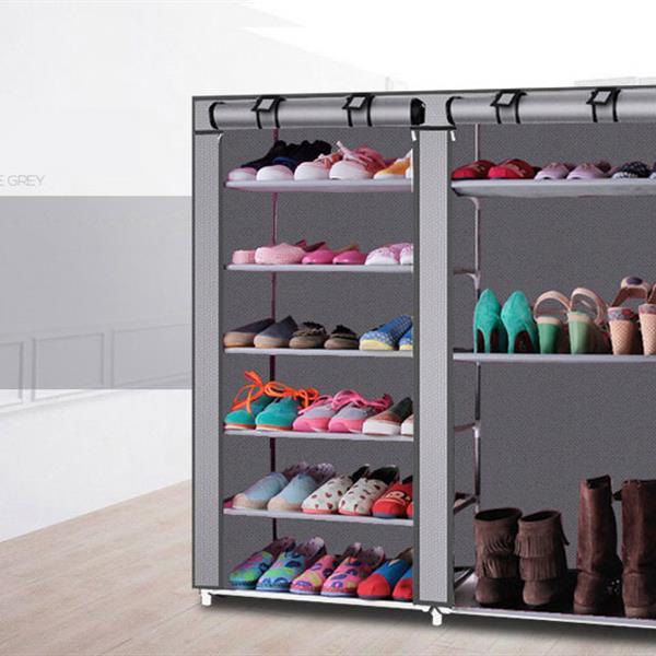 Double Row 9-grid Non-woven Shoe Cabinet CoolZStuffs