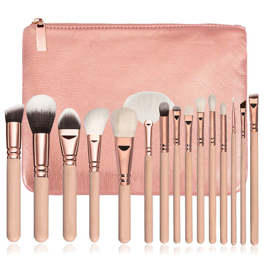 15 Makeup Brush With Bag  Rose Gold Makeup Brush Multi-function Makeup Tool Set Dress Me Up