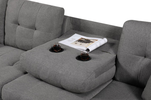 Left Fabric Sofa With Ottoman CoolZStuffs