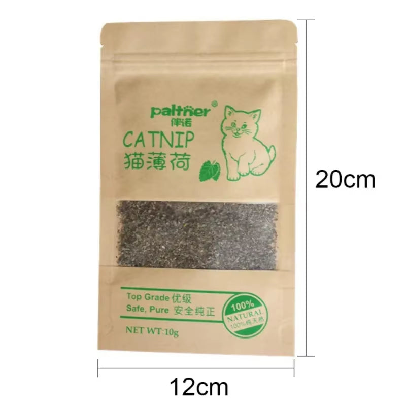 New Organic 100% Natural Cat Catnip Cattle Grass 10G Cat Mint Leaves Menthol Flavor Funny Cat Training Toy Cats Supplies