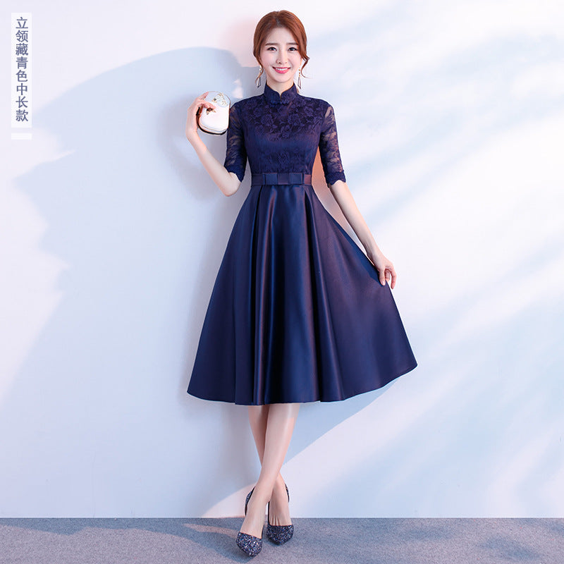 The End Elegant Long Sleeve Thin Company Annual Meeting Black Dress Dress Long Section Dress Me Up