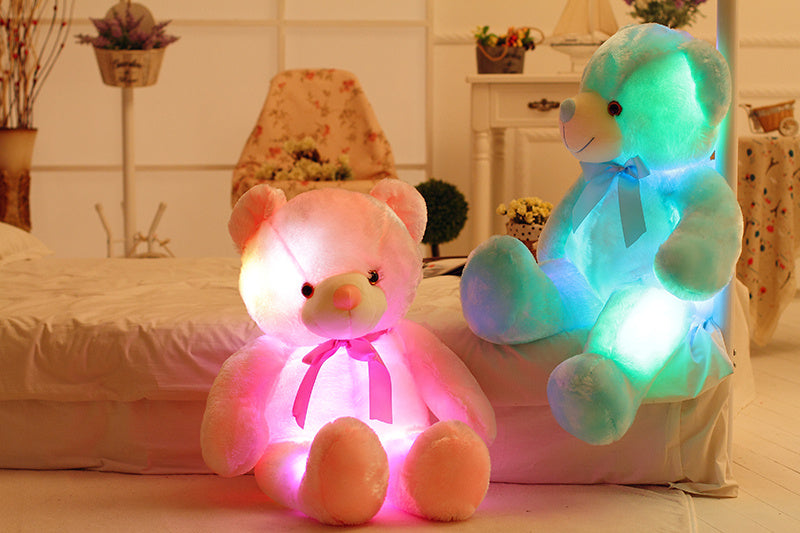 Creative Light Up LED Teddy Bear Stuffed Animals Plush Toy Colorful Glowing Christmas Gift For Kids Pillow Dress Me Up