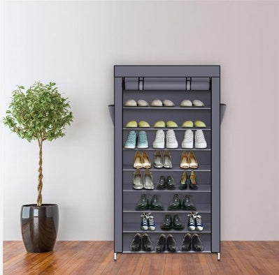 Non Woven Shoe Cabinet With 10 Layers Widened - Gray CoolZStuffs