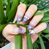 Eggplant Color Set With Pearl Diamond Nails Dress Me Up