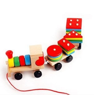 Wooden Train Three-section Tractor Toy Children's Intelligence Puzzle Toys Educational Toys Dress Me Up