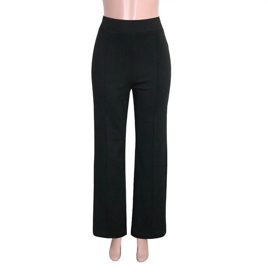 Solid Color Casual Pants Slim, High-waisted Bell Bottoms Dress Me Up