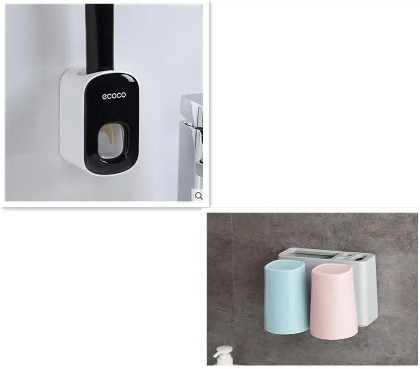 Wall Mounted Automatic Toothpaste Holder Bathroom Accessories Set Dispenser Dress Me Up