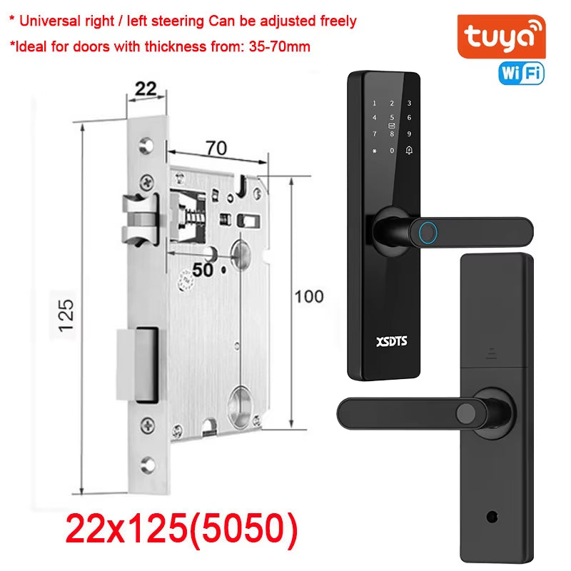 Smart WiFi Electronic Door Lock - Biometric Fingerprint, Smart Card, Password, Key Unlock & USB Emergency Charge