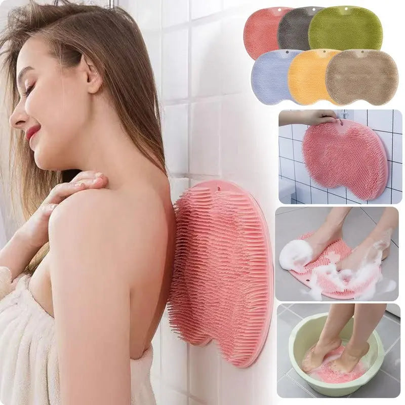 Massage Bath Brush Bathroom Non-slip Bath Mat Back Massage Brush Silicone Suction Cup Foot Rub Pad Body Cleaning Bathing Tool Dress Me Up