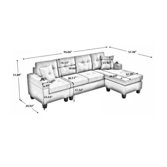 Fabric Sectional Sofa CoolZStuffs