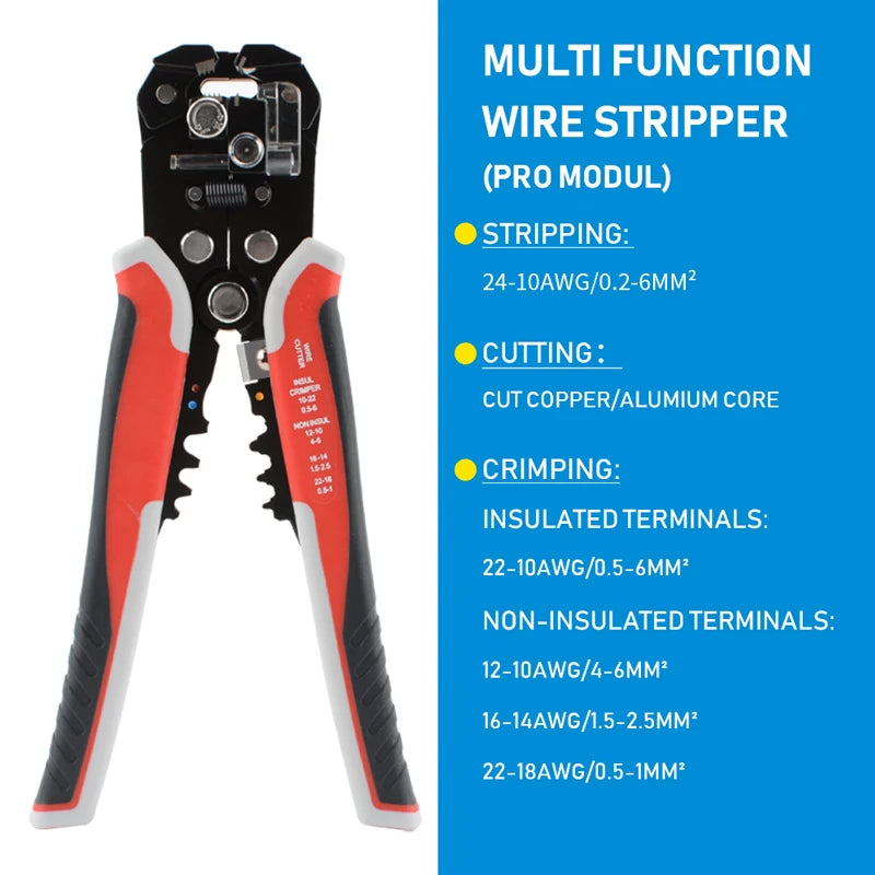 Crimper Cable Cutter Adjustable Automatic Wire Stripper Multifunctional Stripping Crimping Pliers Terminal Hand Tool