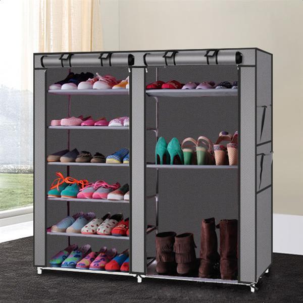 Double Row 9-grid Non-woven Shoe Cabinet CoolZStuffs