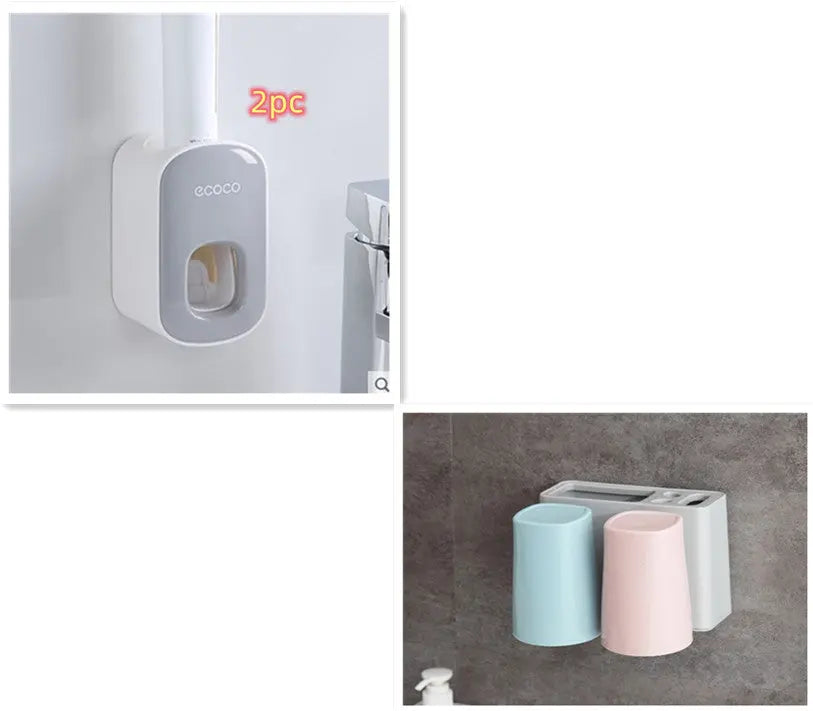 Wall Mounted Automatic Toothpaste Holder Bathroom Accessories Set Dispenser Dress Me Up