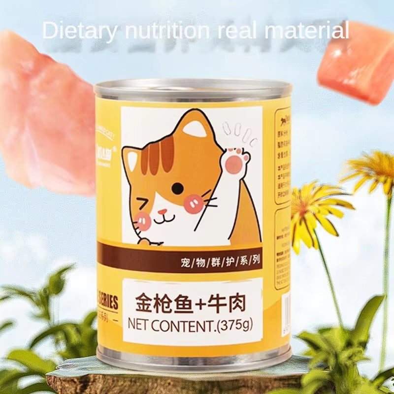 375G Cat Canned Tuna Chicken Beef Canned Pet Cat Wet Food Canned Delicious Meat Soup Fattening Cat Snacks Pet Food