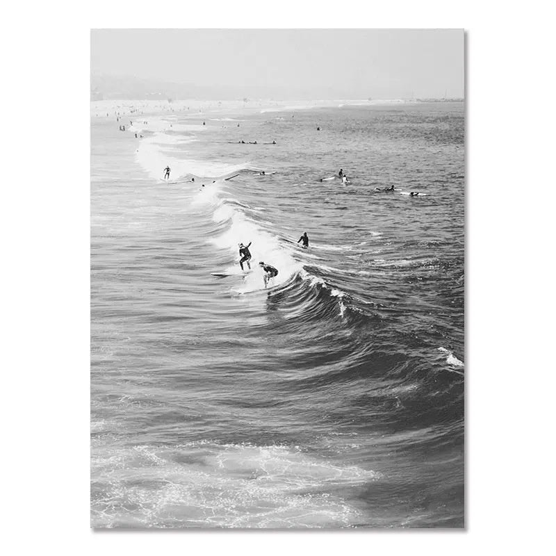 Nordic Modern Black And White Seaside Landscape Holiday Surfing Background Wall Poster Frameless Painting Dress Me Up