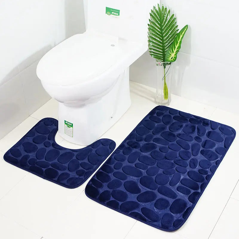 Bathroom Anti-slip Mat European And American Pebble Stone Carpet Toilet Floor Mat Set Bathroom Dress Me Up