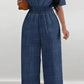 Elegant Off-Shoulder Short Sleeve Waist Cinch Jumpsuit - Solid Color, Machine Washable For Spring Summer Fall Dress Me Up