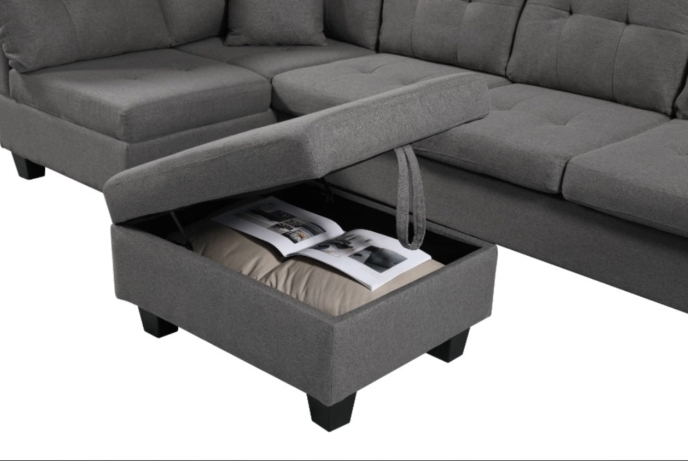 Left Fabric Sofa With Ottoman CoolZStuffs