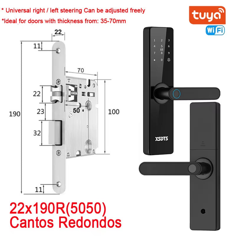 Smart WiFi Electronic Door Lock - Biometric Fingerprint, Smart Card, Password, Key Unlock & USB Emergency Charge