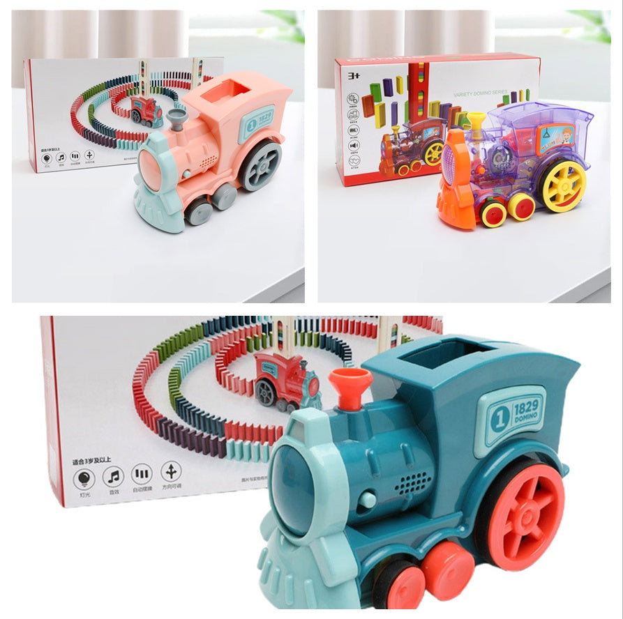 Domino Train Toys Baby Toys Car Puzzle Automatic Release Licensing Electric Building Blocks Train Toy Dress Me Up