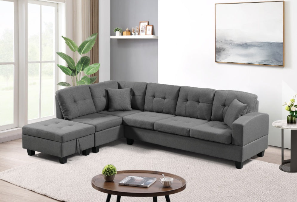 Left Fabric Sofa With Ottoman CoolZStuffs