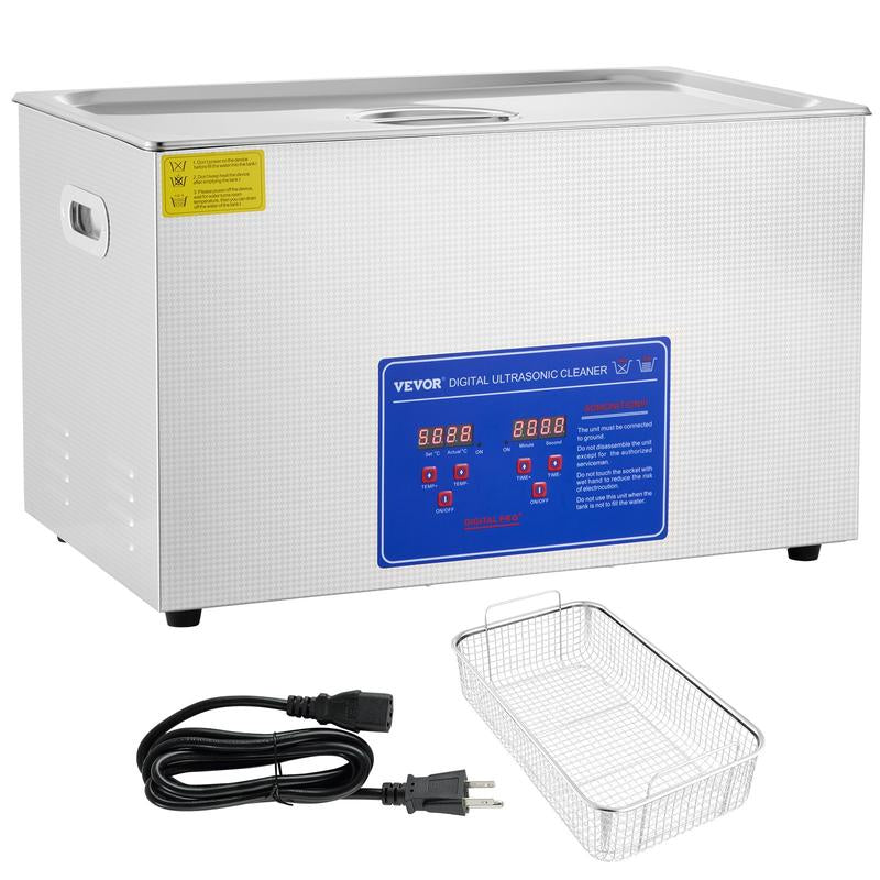 VEVOR Professional Ultrasonic Cleaner, Max. 30L Ultrasonic Jewelry Cleaner with Digital Timer & Heater, Stainless Steel Industrial Sonic Cleaner 40Khz for Glasses, Watches, Rings, Small Parts