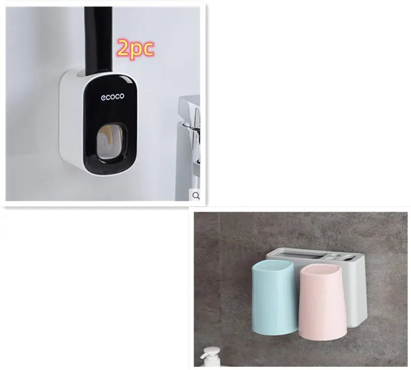 Wall Mounted Automatic Toothpaste Holder Bathroom Accessories Set Dispenser Dress Me Up