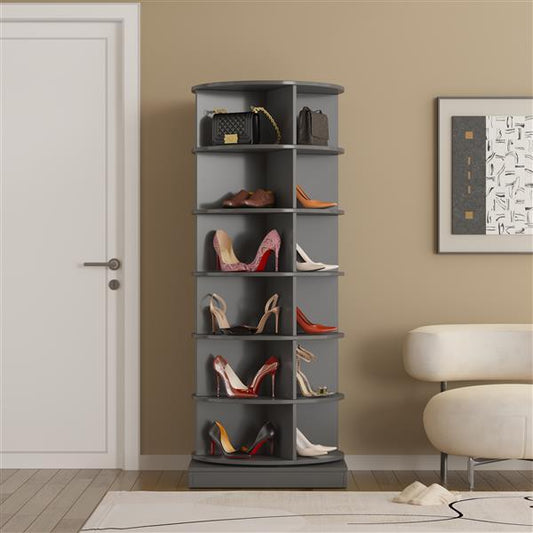 Grey 360 Rotating Shoe Cabinet 6 Layers CoolZStuffs